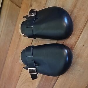 JW ANDERSON slipper leather loafer mules black with cork footbeds